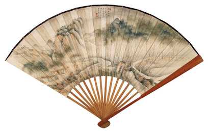 许文熊 1933年作 潇湘烟雨 成扇